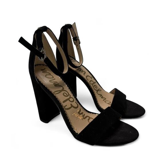 Sam Edelman Shoes - Sam Edelman black suede block heel sandals with ankle strap size 5